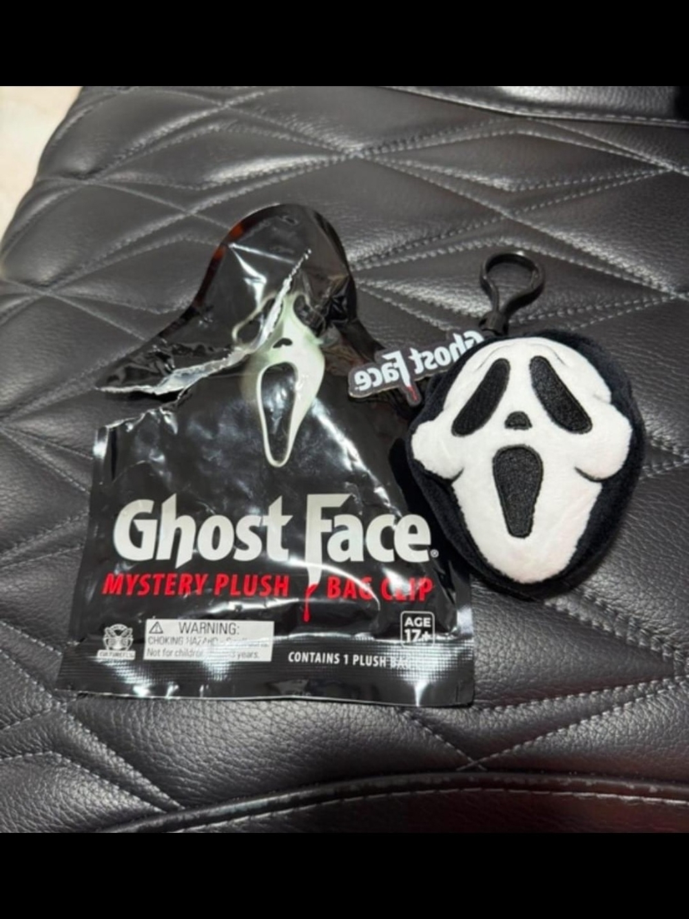 Ghost Face Mystery Plush Bag Clip - Black & White
